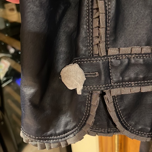 NWT Pamela McCoy Military Style Navy Blue Leather Coat. - Picture 4 of 11